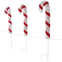 Northlight Lighted Candy Cane Christmas Pathway Lawn Stakes - 20" - Set Of 3 -Northlight Christmas northlight h95894 03 19306.1722387422