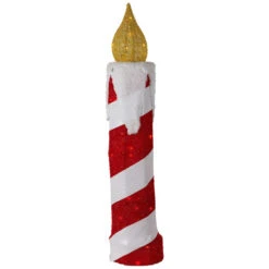 Northlight 3D LED Lighted Striped Candle Christmas Outdoor Decoration - 30" - Red And White -Northlight Christmas northlight h95895 02 80829.1722387425