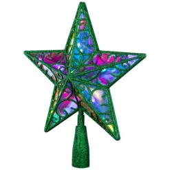 Northlight LED Lighted Glittered Star Christmas Tree Topper - 11" - Green - Multicolor Lights 12 Northlight LED Lighted Glittered Star Christmas Tree Topper - 11" - Green - Multicolor Lights -Northlight Christmas northlight h96317 03 68274.1726279104