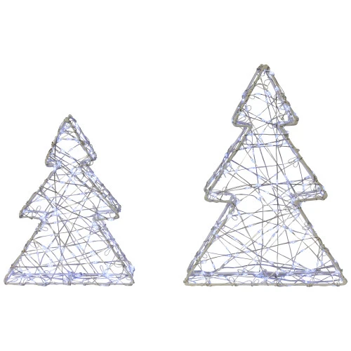 Northlight LED Lighted Wire Christmas Tree Decorations - 14" - White - Set Of 2 4 Northlight LED Lighted Wire Christmas Tree Decorations - 14" - White - Set Of 2 - Image 2