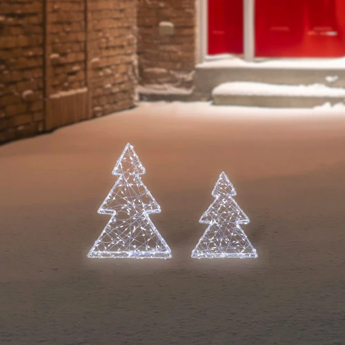 Northlight LED Lighted Wire Christmas Tree Decorations - 14" - White - Set Of 2 5 Northlight LED Lighted Wire Christmas Tree Decorations - 14" - White - Set Of 2 - Image 3