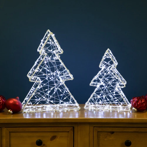 Northlight LED Lighted Wire Christmas Tree Decorations - 14" - White - Set Of 2 6 Northlight LED Lighted Wire Christmas Tree Decorations - 14" - White - Set Of 2 - Image 4