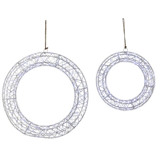 Northlight LED Lighted Hanging Christmas Wreath Decorations - 18" - Set Of 2 - Cool White Lights 4 Northlight LED Lighted Hanging Christmas Wreath Decorations - 18" - Set Of 2 - Cool White Lights - Image 2