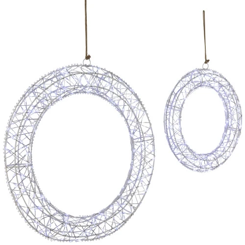 Northlight LED Lighted Hanging Christmas Wreath Decorations - 18" - Set Of 2 - Cool White Lights 6 Northlight LED Lighted Hanging Christmas Wreath Decorations - 18" - Set Of 2 - Cool White Lights - Image 4