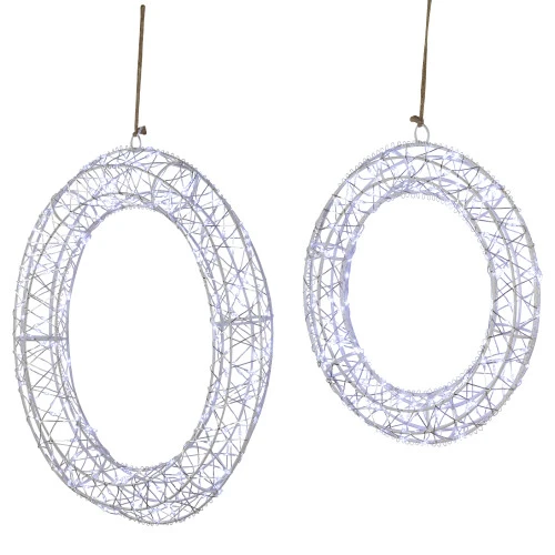 Northlight LED Lighted Hanging Christmas Wreath Decorations - 18" - Set Of 2 - Cool White Lights 7 Northlight LED Lighted Hanging Christmas Wreath Decorations - 18" - Set Of 2 - Cool White Lights - Image 5