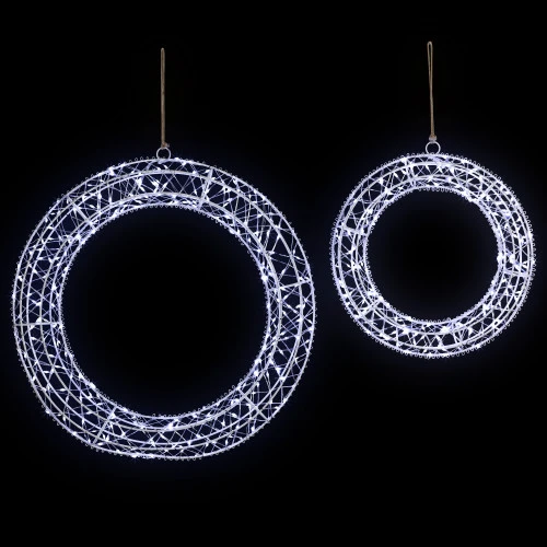 Northlight LED Lighted Hanging Christmas Wreath Decorations - 18" - Set Of 2 - Cool White Lights 3 Northlight LED Lighted Hanging Christmas Wreath Decorations - 18" - Set Of 2 - Cool White Lights