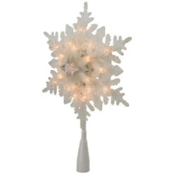 Northlight 10" Lighted White Frosted 3-D Snowflake Christmas Tree Topper - Clear Lights 11 Northlight 10" Lighted White Frosted 3-D Snowflake Christmas Tree Topper - Clear Lights -Northlight Christmas northlight ha87091 02 42787.1696436029