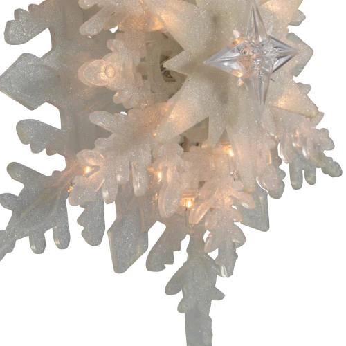 Northlight 10" Lighted White Frosted 3-D Snowflake Christmas Tree Topper - Clear Lights 9 Northlight 10" Lighted White Frosted 3-D Snowflake Christmas Tree Topper - Clear Lights - Image 7