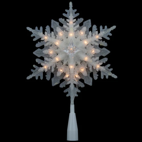 Northlight 10" Lighted White Frosted 3-D Snowflake Christmas Tree Topper - Clear Lights 8 Northlight 10" Lighted White Frosted 3-D Snowflake Christmas Tree Topper - Clear Lights - Image 6