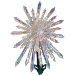 Lighted Iridescent Icicle Christmas Tree Topper - 14" - Clear Lights -Northlight Christmas northlight ha87094 03 97586.1696436032