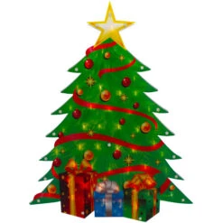 Northlight 22.5" Lighted Christmas Tree With Presents Window Silhouette