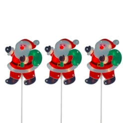 Northlight Set Of 3 Lighted Holographic Santa Claus Christmas Pathway Markers 25"