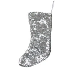 Northlight 17.5" White And Silver Sequins Hanging Christmas Stocking -Northlight Christmas northlight hm14695 03 67606.1599786480