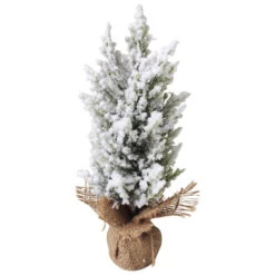 Northlight Heavily Flocked Pine Christmas Tree In Burlap Base - 12.5"