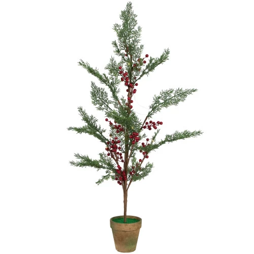 Northlight Pre-Lit Berries And Pine Artificial Potted Christmas Tree - 3' - Warm White LED Lights 3 Northlight Pre-Lit Berries And Pine Artificial Potted Christmas Tree - 3' - Warm White LED Lights