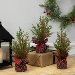 Northlight Mini Cedar Artificial Christmas Trees - 10" - Set Of 3 -Northlight Christmas northlight hn95114 styled 01 26381.1702402353
