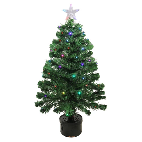 Northlight 3' Pre-Lit LED Color Changing Fiber Optic Christmas Tree With Star Tree Topper 3 Northlight 3' Pre-Lit LED Color Changing Fiber Optic Christmas Tree With Star Tree Topper