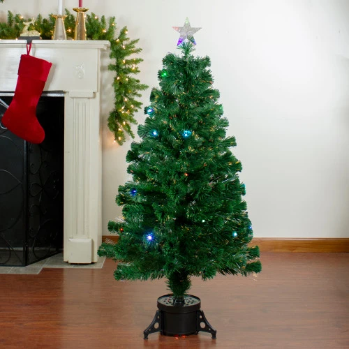 Northlight 4' Pre-Lit Potted Fiber Optic Artificial Christmas Tree, Multicolor LED Lights 4 Northlight 4' Pre-Lit Potted Fiber Optic Artificial Christmas Tree, Multicolor LED Lights - Image 2