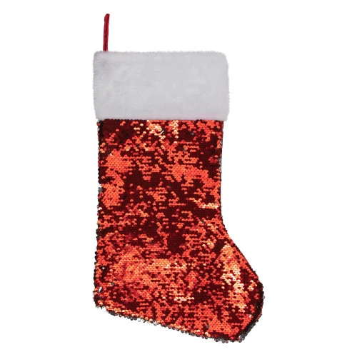 Northlight 19" Red And Silver Sequin Christmas Stocking With White Faux Fur Cuff 3 Northlight 19" Red And Silver Sequin Christmas Stocking With White Faux Fur Cuff