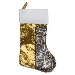 Northlight 19" Gold And Silver Sequin Christmas Stocking With White Faux Fur Cuff -Northlight Christmas northlight j90433 2 09022.1608349778