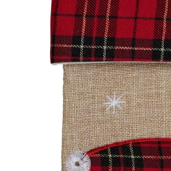 Northlight 19" Burlap Plaid Whimsical Santa Waiving Christmas Stocking -Northlight Christmas northlight j90436 2 sample 53679.1608349775