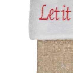Northlight 19" Beige And Red Burlap "Let It Snow" Bird Christmas Stocking -Northlight Christmas northlight j90442 2 09913.1608349775