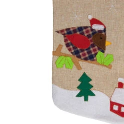 Northlight 19" Beige And Red Burlap "Let It Snow" Bird Christmas Stocking -Northlight Christmas northlight j90442 3 38796.1603850823