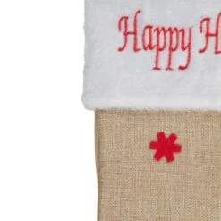 Northlight 19" Beige And Red Burlap "Happy Holidays" Forest Trees Christmas Stocking -Northlight Christmas northlight j90443 2 sample 92776.1608349776