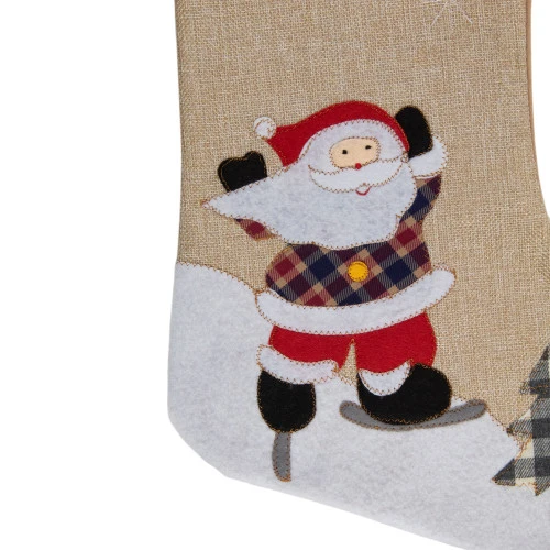 Northlight 19" Beige And Red Burlap "Ho Ho Ho" Santa Claus Christmas Stocking 5 Northlight 19" Beige And Red Burlap "Ho Ho Ho" Santa Claus Christmas Stocking - Image 3