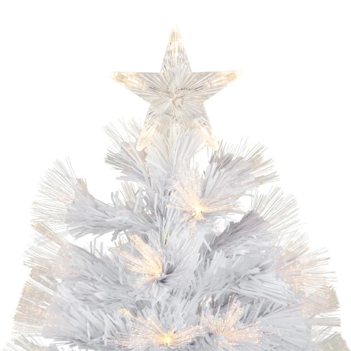 Northlight 3' Pre-Lit White Fiber Optic Artificial Christmas Tree, Warm White Lights 6 Northlight 3' Pre-Lit White Fiber Optic Artificial Christmas Tree, Warm White Lights - Image 4