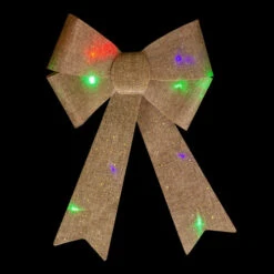 Northlight 16" LED Lighted Gold Glitter Burlap Bow Christmas Decoration With Color Changing Lights -Northlight Christmas northlight j93095 1 44451.1661885733