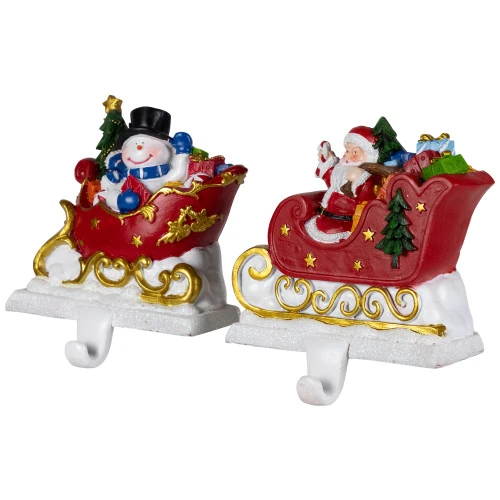 Northlight Santa And Snowman Sleigh Ride Christmas Stocking Holders - 4.25" - Set Of 2 7 Northlight Santa And Snowman Sleigh Ride Christmas Stocking Holders - 4.25" - Set Of 2 - Image 5
