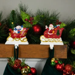 Northlight Santa And Snowman Sleigh Ride Christmas Stocking Holders - 4.25" - Set Of 2 10 Northlight Santa And Snowman Sleigh Ride Christmas Stocking Holders - 4.25" - Set Of 2 -Northlight Christmas northlight j96420 styled 02 72755.1719611160