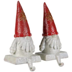 Northlight Glittered Gnome Christmas Stocking Holders - 8.25" - Set Of 2 -Northlight Christmas northlight j96421 02 93233.1726106057