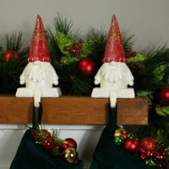 Northlight Glittered Gnome Christmas Stocking Holders - 8.25" - Set Of 2 -Northlight Christmas northlight j96421 styled 02 90793.1726106057
