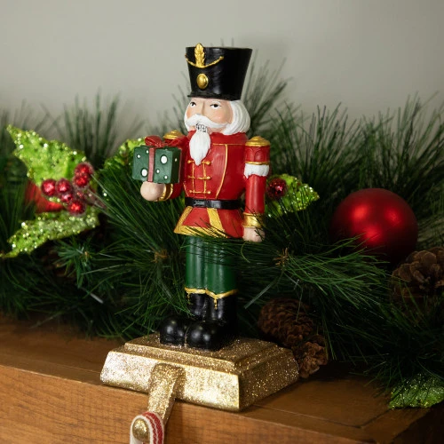Northlight Glittered Nutcracker Soldier With Gift Christmas Stocking Holder - 9.5" 4 Northlight Glittered Nutcracker Soldier With Gift Christmas Stocking Holder - 9.5" - Image 2