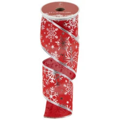 Northlight Shimmering Red With Silver Snowflakes Wired Craft Christmas Ribbon 2.5" X 10 Yards -Northlight Christmas northlight j99437 02 87106.1697906051