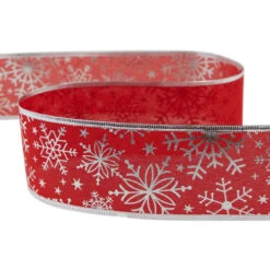 Northlight Shimmering Red With Silver Snowflakes Wired Craft Christmas Ribbon 2.5" X 10 Yards -Northlight Christmas northlight j99437 04 47864.1697906052