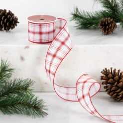 Northlight Red And White Plaid Wired Craft Christmas Ribbon 2.5" X 10 Yards -Northlight Christmas northlight j99438 styled 76734.1697906051