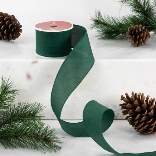 Northlight Solid Green Wired Edge Craft Christmas Ribbon 2.5 X 10 Yards 4 Northlight Solid Green Wired Edge Craft Christmas Ribbon 2.5 X 10 Yards - Image 2