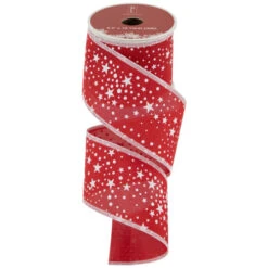 Northlight Red And White Stars Wired Craft Christmas Ribbon 2.5" X 10 Yards -Northlight Christmas northlight j99442 02 43018.1697906050