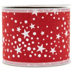 Northlight Red And White Stars Wired Craft Christmas Ribbon 2.5" X 10 Yards -Northlight Christmas northlight j99442 03 82262.1697906051