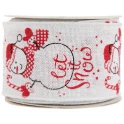 Northlight Snowman "Let It Snow" Wired Craft Christmas Ribbon 2.5" X 10 Yards 10 Northlight Snowman "Let It Snow" Wired Craft Christmas Ribbon 2.5" X 10 Yards -Northlight Christmas northlight j99443 03 14678.1697906053