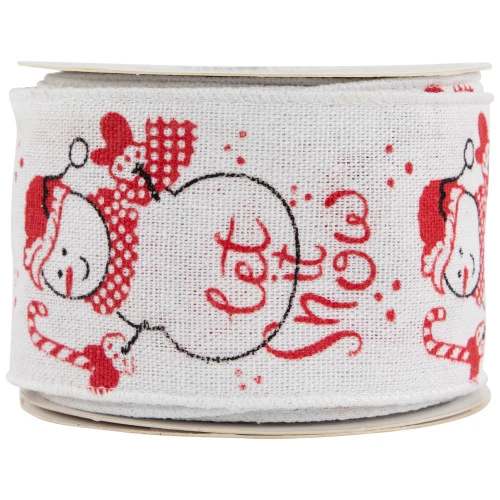 Northlight Snowman "Let It Snow" Wired Craft Christmas Ribbon 2.5" X 10 Yards 6 Northlight Snowman "Let It Snow" Wired Craft Christmas Ribbon 2.5" X 10 Yards - Image 4
