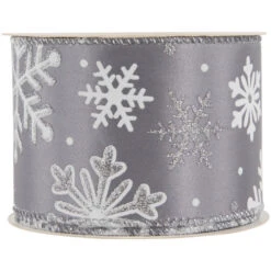 Northlight Gray And White Shimmering Snowflakes Wired Craft Christmas Ribbon 2.5" X 10 Yards 10 Northlight Gray And White Shimmering Snowflakes Wired Craft Christmas Ribbon 2.5" X 10 Yards -Northlight Christmas northlight j99445 03 06936.1697906055