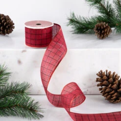 Northlight Red Woven Square Plaid Wired Craft Christmas Ribbon 2.5" X 10 Yards 8 Northlight Red Woven Square Plaid Wired Craft Christmas Ribbon 2.5" X 10 Yards -Northlight Christmas northlight j99447 styled 19761.1697906051
