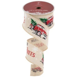 Northlight Farm Fresh Trees Burlap Style Wired Craft Christmas Ribbon 2.5" X 10 Yards -Northlight Christmas northlight j99448 02 10591.1697906051