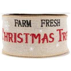Northlight Farm Fresh Trees Burlap Style Wired Craft Christmas Ribbon 2.5" X 10 Yards -Northlight Christmas northlight j99448 03 58337.1697906053