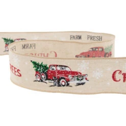 Northlight Farm Fresh Trees Burlap Style Wired Craft Christmas Ribbon 2.5" X 10 Yards -Northlight Christmas northlight j99448 04 62346.1697906051