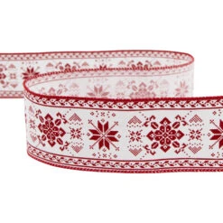 Northlight Red And White Knit Pattern Wired Craft Christmas Ribbon 2.5" X 10 Yards -Northlight Christmas northlight j99457 04 97284.1697906055